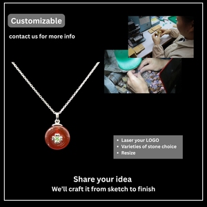 Trébol de cuatro hojas de moda (Love Hope Faith Luck) Colgante simbólico de plata esterlina 925 con piedra natural Ágata roja y tsavorita - Product Image 3