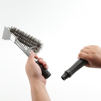 Brosse de nettoyage de barbecue en acier inoxydable poli OEM la plus vendue, détachable, avec 3 ressorts interchangeables et manche en PP