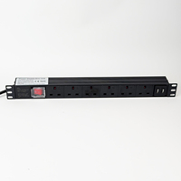 Boîtier de distribution 13A 250V UK à 6 prises avec 2 ports USB pour rack de serveur, protection contre les surtensions IP54, protection contre les surcharges