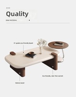 Table basse scandinave minimaliste moderne en bois de noyer avec plateau rond blanc crème épais, table centrale de salon de luxe, vente en gros
