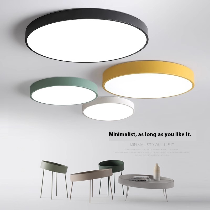 Modern Minimalist LED Ceiling Light Ultra Thin Flush Mount Nordic Style Colorful Round Lamp for Bedroom Living Room