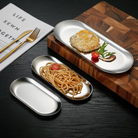 Plateau de service ovale en acier inoxydable poli, assiette à dessert nordique, organisateur de bijoux, pour la maison, l'hôtel, le restaurant, vente en gros, logo personnalisé