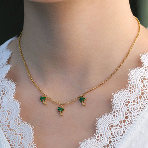 Collar de Joyería con Colgante de Árbol de Coco Chapado en Oro de 18k, de Acero Inoxidable 316L, Resistente al Agua y al Deslustre, para Mujer - Product Image 2