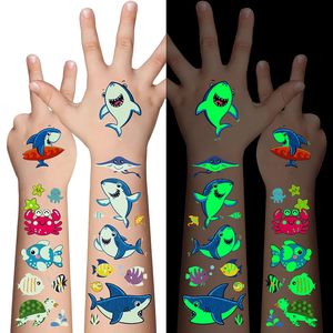 Tatuaggi temporanei per bambini Glow In The Dark stile misto Cartoon Tattoo Luminous Mermaid Butterfly Animal Dinosaur - Product Image 1