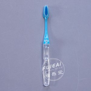 Brosse à dents de voyage pliable bleue 19 cm, poils souples pour l'hygiène buccale, usage adulte - Product Image 2
