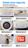 Haut-parleur Bluetooth 5.0 portable TG533, 5W, stéréo TWS, avec sangle, radio FM, carte TF, clé USB, AUX, charge Type-C, haut-parleur d'extérieur