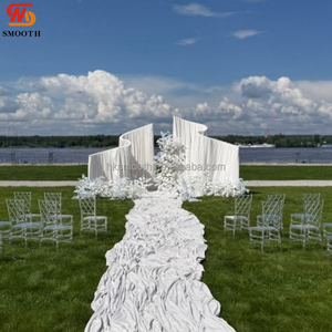 SMOOTH Hot Sale S Curve Shape Metal <b>Backdrop</b> <b>Stand</b> Adjustable Height with Flowing Chiffon Drapery Wedding <b>Backdrop</b> Decor - Product Image 1