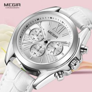 Montre pour femme MEGIR 2114, bracelet en cuir, résistante à l'eau, prix d'usine, couleur rouge luxueuse, montre à quartz pour femme - Product Image 2