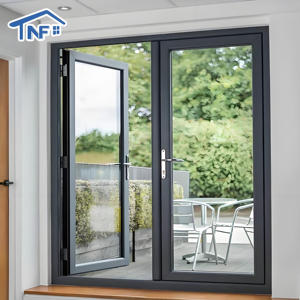 Pintu Ayun Tanpa Bingkai Gaya Baru Aluminium Tanpa Suara Kaca Tempered Ganda Termal Eksterior Hotel Pintu Kaca Casement Prancis - Product Image 2