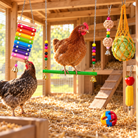 Jouets d'enrichissement en bois pour poulets avec balançoire, perchoir, miroir et xylophone, et support à légumes pour poulets, pour accessoires de poulailler de jardin