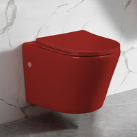 Ensemble WC Suspendu et Lavabo Style Luxe Couleur Rouge pour Hôtel