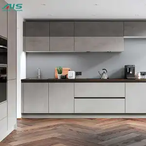 Ais estilo europeo diseño moderno listo hecho completo pequeño Gabinete cocina gris Pvc armario cocina gabinete conjunto con fregadero