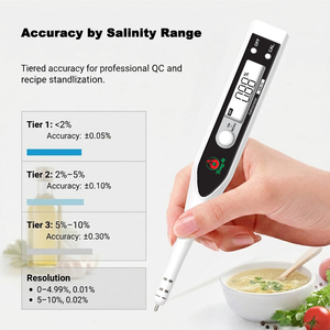 เครื่องวัดความเค็มแบบดิจิตอลแบบพกพา ช่วงการวัด 0-10% พร้อมระบบ ATC กันน้ำได้ หน้าจอ LCD แสดงค่าเป็นลบ รับประกัน 1 ปี รุ่น BM-10 สำหรับห้องปฏิบัติการและอาหาร - Product Image 1
