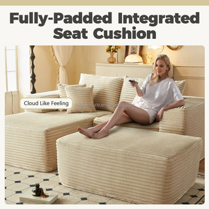Sofá Modular Quadrado de Veludo de 80 polegadas com Chaise, Puff e Sofá-Cama, Moderno, Três Lugares, Espuma de Alta Densidade, Conjunto Flexível - Product Image 3