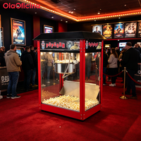 Machine à Popcorn Commerciale Rouge à Motif Exquis 1360W Haute Puissance 220V Fenêtre Transparente Production Élevée Multi-Tension Cinéma Centre Commercial