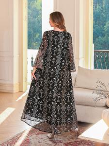 عباية دبي أنيقة مطرزة من البوليستر، فستان طويل فضفاض مقاس كبير للنساء، للشرق الأوسط، للمناسبات الإسلامية والزفاف، مضاد للتجعد ومسامي - Product Image 6