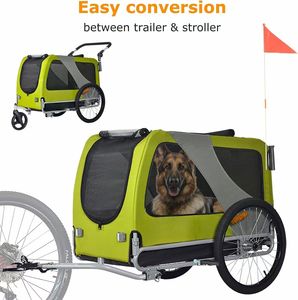 Remorque à vélo pour animaux de compagnie, poussette convertible pour chien, conversion facile, transporteur pour animaux de compagnie à double usage, chariot portable à fixer au vélo, cadre en fer, zinc - Product Image 2