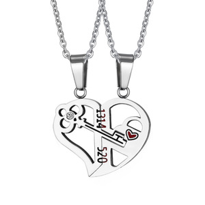 Vendita calda Love Combination 1314 Key Splicing coppia <span class=keywords><strong>gioielli</strong></span> collana con ciondoli a cuore - Product Image 6