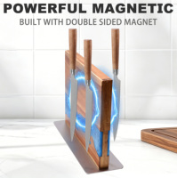 Nouveauté Étagère de rangement de cuisine en bois d'acacia double face avec porte-couteaux magnétique pour une utilisation en cuisine