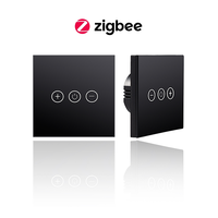 Bilihondim Zigbee 1 canal, variateur tactile noir avec panneau en verre, compatible Google Assistant, contrôle vocal sans fil et programmation