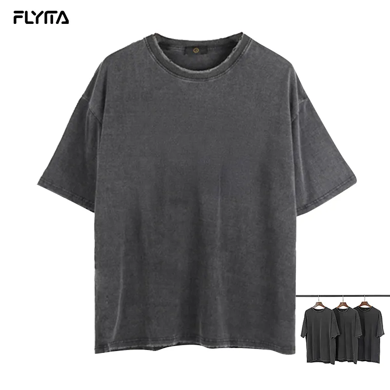 Wholesale Custom Washed T-shirt Oversized Loose Cotton Fabric Fashion Hip Hop Style Street Wear Unisex Vintage T Shirt For Men