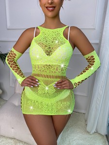 Lencería Sexy Brillante con Pedrería Decorativa, Bodystocking de Red - Product Image 5