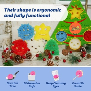 Ensemble cadeau de Noël pour la cuisine : Éponges de nettoyage de Noël double face anti-rayures pour la maison - Product Image 4