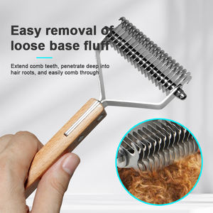 Commercio all'ingrosso della fabbrica singolo doppio lato in legno pettine per animali domestici cane gatto Dematting rastrello pettine - Product Image 4