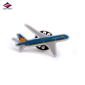 Longzhiyu custom printed epoxy dome pins factory wholesale airplane wing lapel pins metal