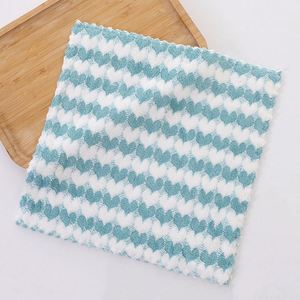 Serviette carrée en polaire corail To Heart, double usage humide/sec, torchon de cuisine imprimé en coton tricoté, vente en gros d'usine - Product Image 4