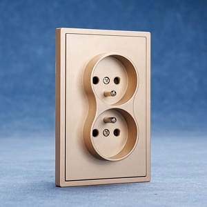 Tường đôi điện cắm ổ cắm EU tiêu chuẩn Twin Pháp 2P + t Điện cắm ổ cắm với trẻ em bảo vệ an toàn - Product Image 1