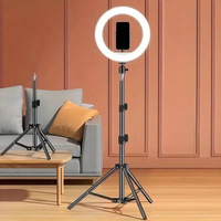 Lampe annulaire LED de 10, 12, 14 pouces à gradation progressive pour maquillage, avec support pliable inversé de 2,1 m – Vente en gros directe usine