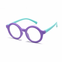 Lunettes pour enfants bloquant la lumière bleue avec monture ronde en caoutchouc de silicone, forme de visage diamant, matériau PC
