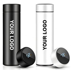Intelligent 500ml 304 Stainless Steel Water Bottle with LED Display Screen Direct Drinking Outdoor Travel Smart Thermo Design - Product Image 1