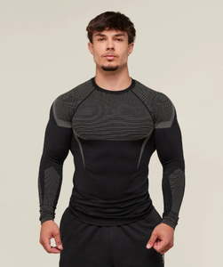 GYM ONYX Traje de Entrenamiento Ajustado para Hombre, Manga Larga, Deportivo, Sin Costuras, de Secado Rápido, Transpirable, Cuello Redondo Elástico - Product Image 3
