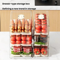Boîte de rangement pour réfrigérateur de type tiroir, bac de conservation des aliments frais, panier de drainage, organisateur de réfrigérateur, bac de rangement transparent