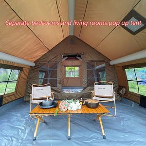 Tente de glamping Oxford 4 saisons, tente gonflable avec zones de vie et de couchage séparées, imperméable, yurt pop-up, trou pour poêle, 8-10 personnes - Product Image 6