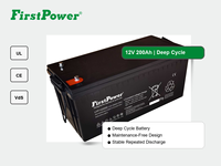 Batería AGM FirstPower LFP12200D 12V 200Ah con BMS integrado, batería de ciclo profundo para almacenamiento solar, para vehículos recreativos, barcos y sistemas fuera de la red.