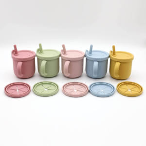 New Arrival Dual Function Snack Storage Sippy Cup BPA Free Silicone <b>Toddler</b> Drinking With Training Lid - Product Image 4