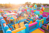 Terrain de jeux gonflable bon marché, parc d'attractions intérieur pour enfants avec toboggan pour parc d'attractions