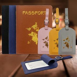 Ensemble de porte-passeport et étiquette de bagage en cuir PU avec logo doré personnalisé en usine - Product Image 3