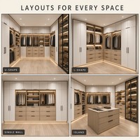 Sistema de Armario de Madera Moderno y Lujoso, Armario Abierto Personalizado, Armario Empotrado para Ropa, Armario con Cajones para Dormitorio