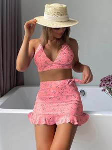 3 조각 비키니 세트 스커트 넥타이 염색 끈 팬티 목욕 세트 여성 수영복 여성 수영복 비치웨어 수영 레이디 여름 - Product Image 4