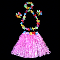 Ensemble de jupe en herbe plastique, costume de danse, couronne, performance hawaïenne, longueur 30 cm, pour Halloween, remise de diplôme, Noël