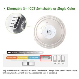 ไฟเพดาน <span class=keywords><strong>LED</strong></span> แบบฟลัชติดเพดานสำหรับห้องนั่งเล่นสีนิกเกิลขัดเงาหรี่แสงได้3-CCT 90-130V Triac 20W 13นิ้ว - Product Image 3