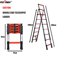 Échelle télescopique double face en aluminium Kollmax, design pliable portable, capacité de charge de 150 kg, utilisation domestique, plusieurs tailles