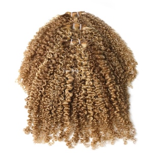 VMAE Extensioni di Capelli Umani Biondo Cenere Chiaro con Mèches Grezze 3C/4A, Ricci Afro Kinky Naturali, Miscela 4B, Ricci Esotici - Product Image 6
