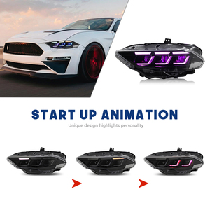 ไฟหน้าโปรเจคเตอร์ LED HCMOTIONZ สำหรับไฟวิ่งกลางวันแบบ RGB พร้อมภาพเคลื่อนไหว ปี 2018-2023 ชุดประกอบด้านหน้าสำหรับรถมัสแตง - Product Image 5