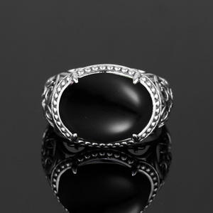 แหวนเงินแท้สไตล์วินเทจประดับพลอยออนิกซ์สีดำ 6 กรัม สำหรับผู้ชาย สไตล์เรโทร - Product Image 4