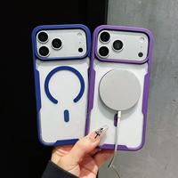 Coque de téléphone portable transparente à bords colorés en acrylique magnétique avec motif peint par pulvérisation pour A05/A14/A35/A56 CN